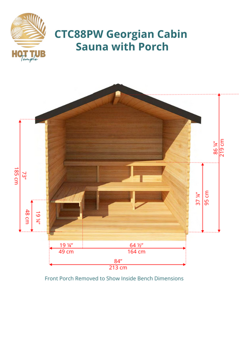 Dundalk LeisureCraft Georgian Cabin Sauna with Porch CTC88P