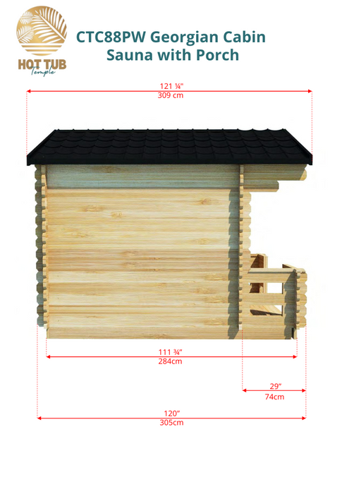 Dundalk LeisureCraft Georgian Cabin Sauna with Porch CTC88P