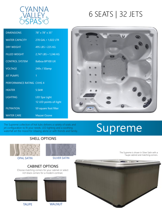 Cyanna Valley Spas - Supreme Hot Tub Specsheet