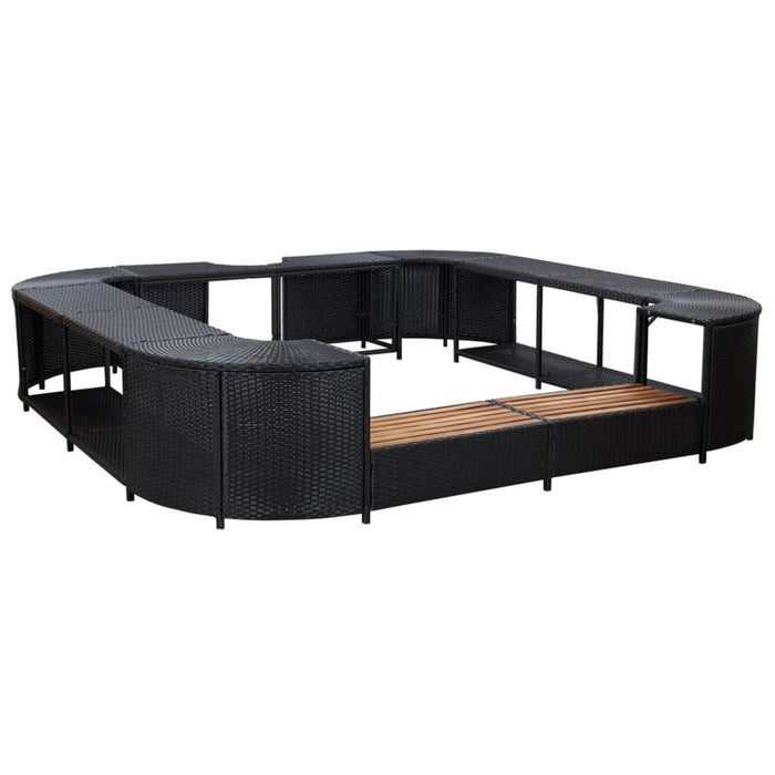 Doba - Square Spa Surround Black 105.5"x105.5"x21.7" Poly Rattan