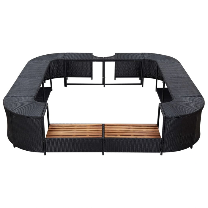 Doba - Square Spa Surround Black 105.5"x105.5"x21.7" Poly Rattan