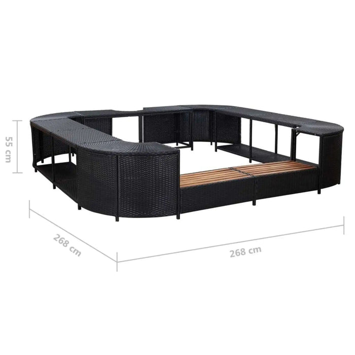 Doba - Square Spa Surround Black 105.5"x105.5"x21.7" Poly Rattan