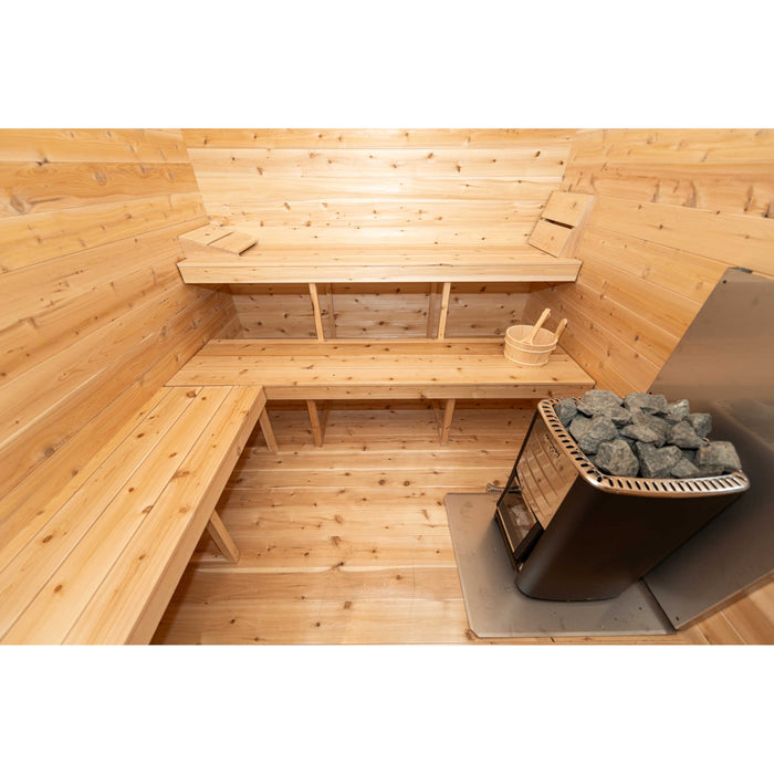 LeisureCraft - Georgian Cabin Wood-Burning Heated Sauna with Porch CTC88PW