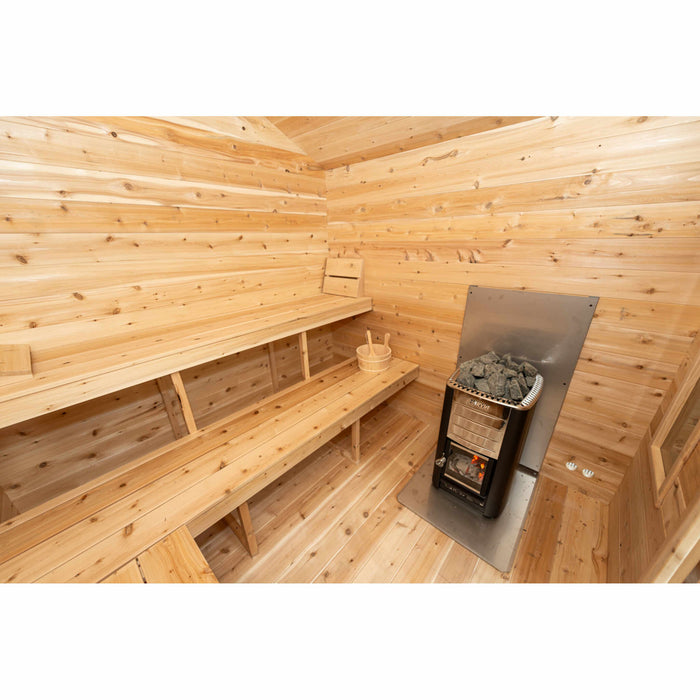 LeisureCraft - Georgian Cabin Wood-Burning Heated Sauna with Porch CTC88PW