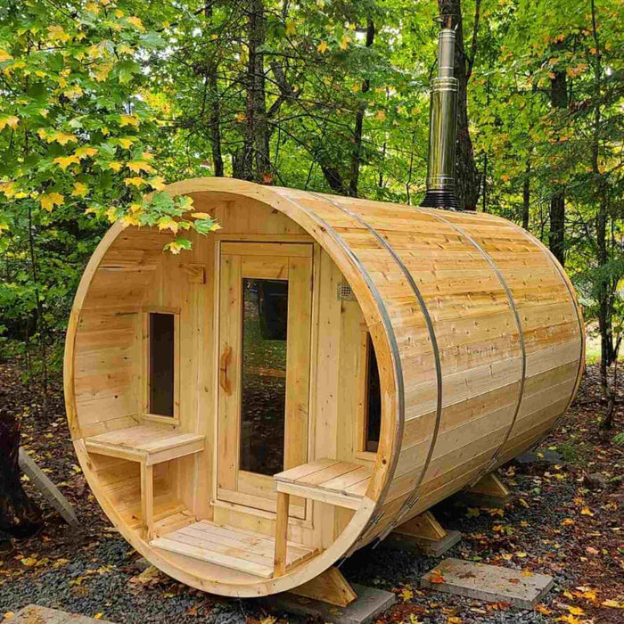 LeisureCraft - Tranquility Wood-Burning Heated Barrel Sauna CTC2345W